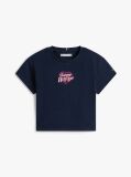 Blue Heart Embroidery Logo Jersey T-Shirt  Girls
