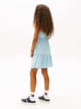Denim Beaded Strap Twill Tiered Dress  Girls