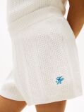 White Logo Embroidery Crochet Shorts  Girls