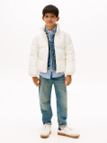 Beige Back Flag Logo Puffer Jacket  Kids Unisex