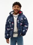 Multi Peanuts® Print Relaxed Hooded Puffer Jacket  Kids Unisex