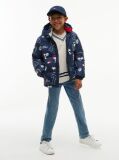 Multi Peanuts® Print Relaxed Hooded Puffer Jacket  Kids Unisex