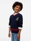 Blue Peanuts® Crest Embroidery Cable Knit Jumper  Kids Unisex