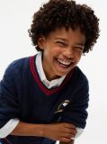 Blue Peanuts® Crest Embroidery Cable Knit Jumper  Kids Unisex