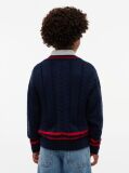 Blue Peanuts® Crest Embroidery Cable Knit Jumper  Kids Unisex