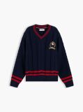 Blue Peanuts® Crest Embroidery Cable Knit Jumper  Kids Unisex