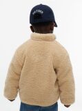 Beige Varsity Logo Patch Teddy Jacket  Kids Unisex