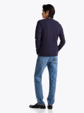 Μπλε Μακρυμανικο T-Shirt Σε Slim Ελαστικη Γραμμη  Άνδρες