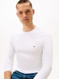 Άσπρο Μακρυμανικο T-Shirt Σε Slim Ελαστικη Γραμμη  Άνδρες