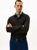 Black 1985 TH Flex Slim Fit Long Sleeve Polo  Men