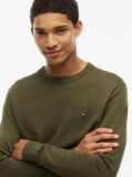 Green Cotton Cashmere Crew Neck Jumper.  Men