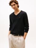 Black Cotton Cashmere V-Neck Jumper  Men