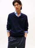 Blue Cotton Cashmere V-Neck Jumper  Men
