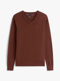 Brown Cotton Cashmere V-Neck Jumper  Men