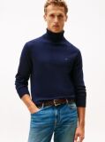 Blue Cotton Cashmere Roll Neck Jumper  Men
