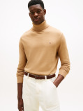 Brown Cotton Cashmere Roll Neck Jumper  Men