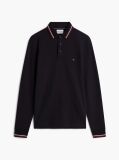 Black Tipped Long Sleeve Slim Polo Shirt  Men