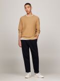 Beige Honeycomb Knit Crew Neck Jumper  Men