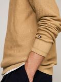 Beige Honeycomb Knit Crew Neck Jumper  Men