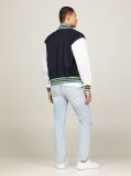 Blue Archive Crest Logo Leather Mix Varsity Jacket  Men