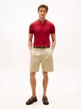 Red Mandarin Collar Slim Polo Shirt  Men