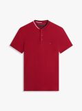 Red Mandarin Collar Slim Polo Shirt  Men
