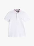 White Mandarin Collar Slim Polo Shirt  Men