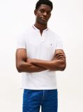 White Mandarin Collar Slim Polo Shirt  Men