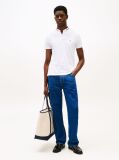 White Mandarin Collar Slim Polo Shirt  Men