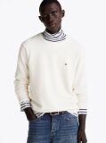 White Crew Neck Textured Knit Jumper  Men
