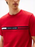 Red Crew Neck Logo Panel T-Shirt  Men