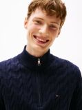 Blue Cable Knit Half-Zip Jumper  Men