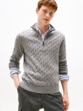 Grey Cable Knit Half-Zip Jumper  Men