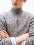 Grey Cable Knit Half-Zip Jumper  Men