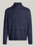 Blue Smart Casual Wool Blend Relaxed Jumper  Men