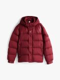 Red Hooded Down Puffer Jacket  Men