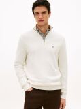 Beige Half-Zip Mock Turtleneck Jumper  Men