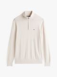 Beige Half-Zip Mock Turtleneck Jumper  Men