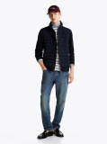 Blue Stand-Up Collar Quilted Sweatshirt  Men