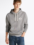Grey Logo Embroidery Hoody  Men