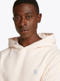 White Contrast TH Monogram Embroidery Hoody  Men