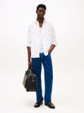 White Relaxed Fit Flag Embroidery Oxford Shirt  Men