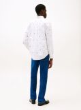 White Relaxed Fit Flag Embroidery Oxford Shirt  Men
