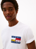White Logo Print Jersey Crew Neck T-Shirt  Men