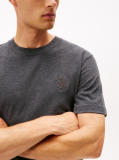 Grey Varsity Textured Crest Embroidery T-Shirt  Men
