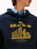 Μπλε Άνετο Hoody Με Κεντητό Λογότυπο Και Κορδόνι  Άνδρες