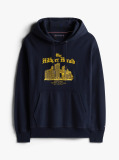 Μπλε Άνετο Hoody Με Κεντητό Λογότυπο Και Κορδόνι  Άνδρες