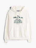 Μπεζ Άνετο Hoody Με Κεντητό Λογότυπο Και Κορδόνι  Άνδρες
