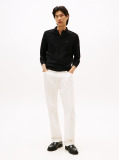 Black Jacquard Long Sleeve Polo Shirt  Men