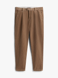Καφέ Harlem Πλισέ Κοτλέ Παντελόνι Chinos Σε Tapered Γραμμή  Άνδρες